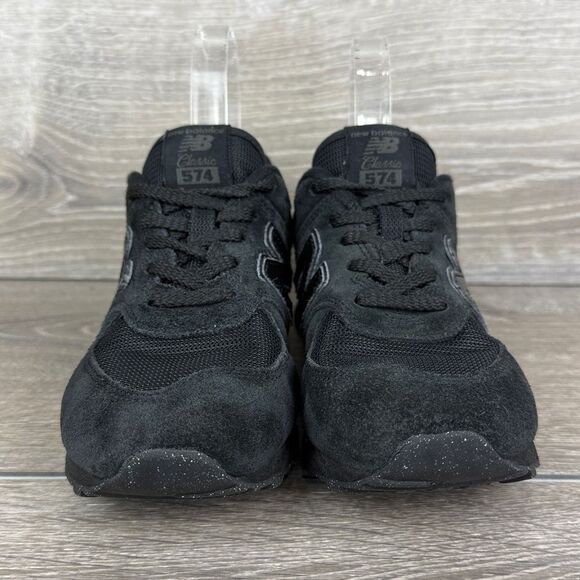 New Balance Classic 574 Little Boy Sz 3M Triple Black Low Top Lace Up Sneakers - Picture 2 of 11